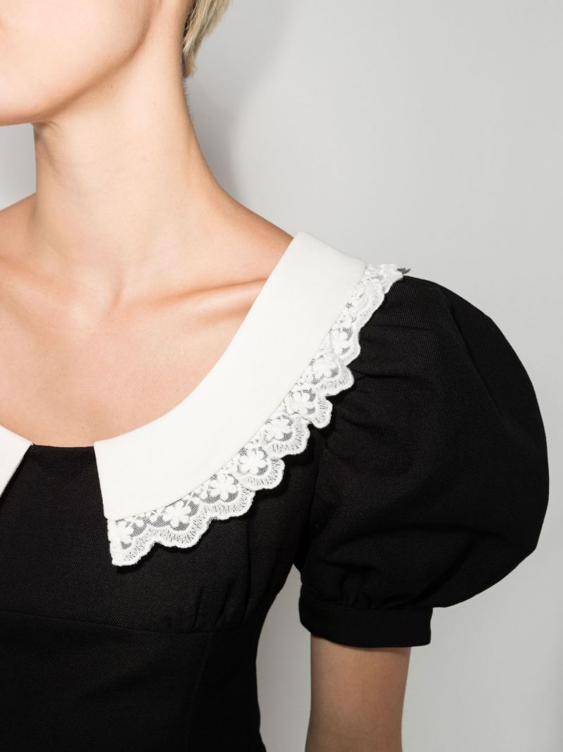 Black Frilled Neck Crop Top