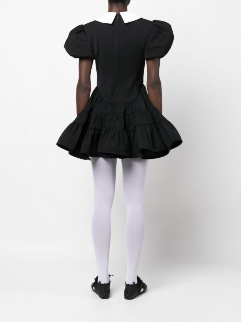Black Puff Sleeve Tiered Mini Dress