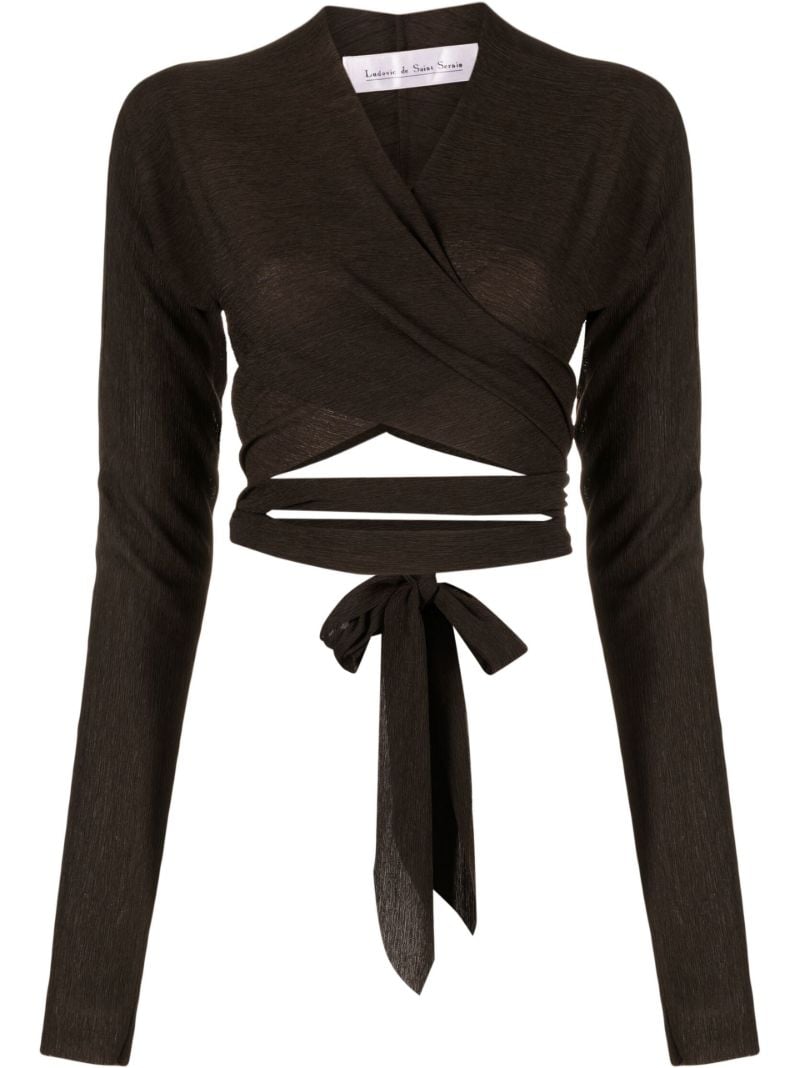 Brown Cache Coeur Cut-out Wrap Top