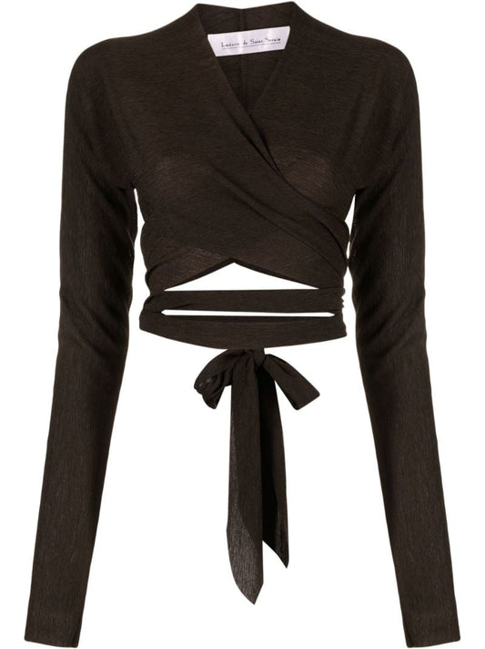 Brown Cache Coeur Cut-out Wrap Top