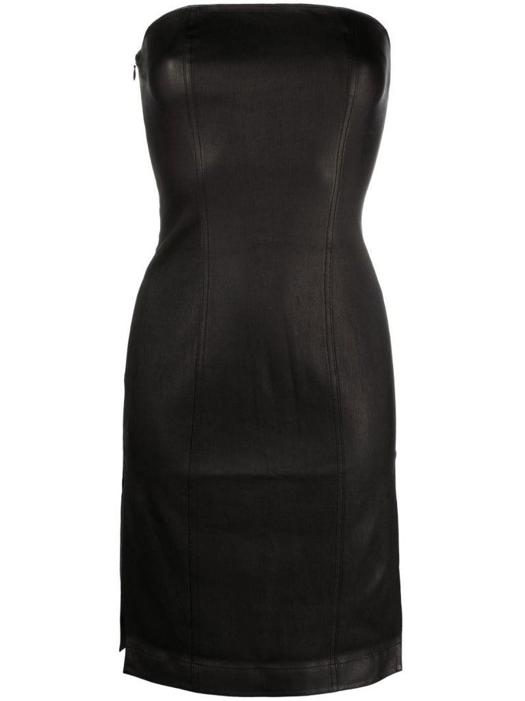 Black Bustier Leather Dress