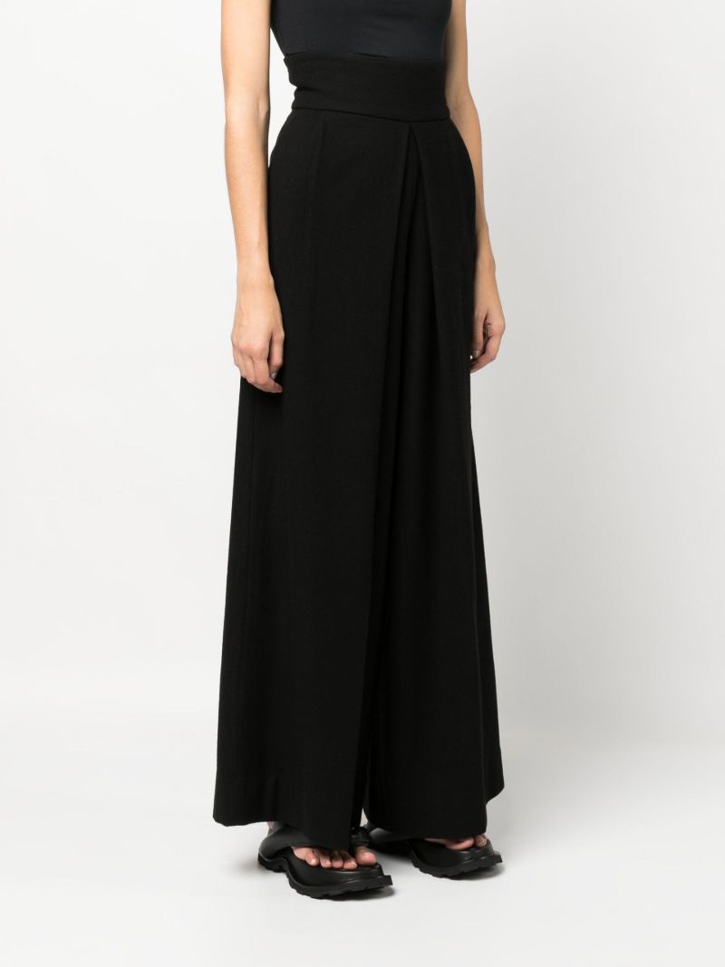 Black High Waist Wide-leg Wool Trousers