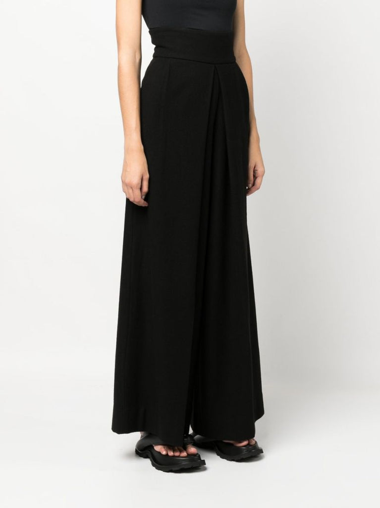 Black High Waist Wide-leg Wool Trousers