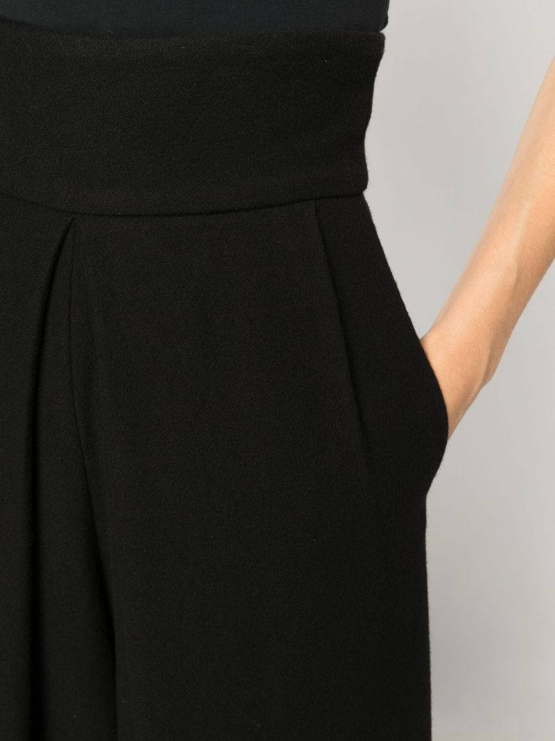 Black High Waist Wide-leg Wool Trousers