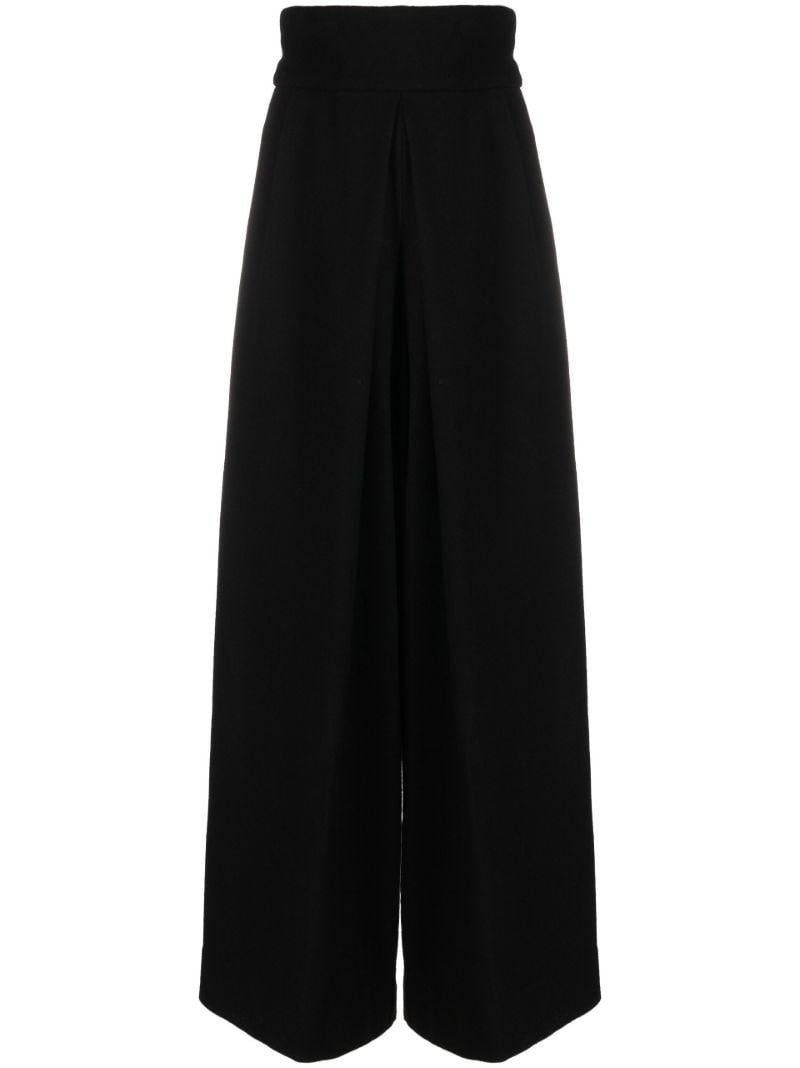 Black High Waist Wide-leg Wool Trousers
