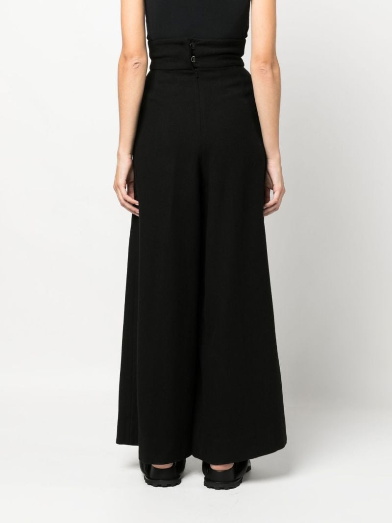 Black High Waist Wide-leg Wool Trousers