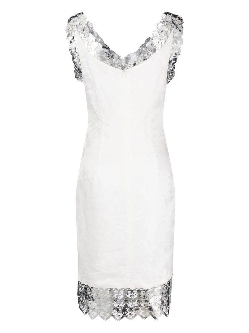 White Laser-cut Embellished Silk Dress
