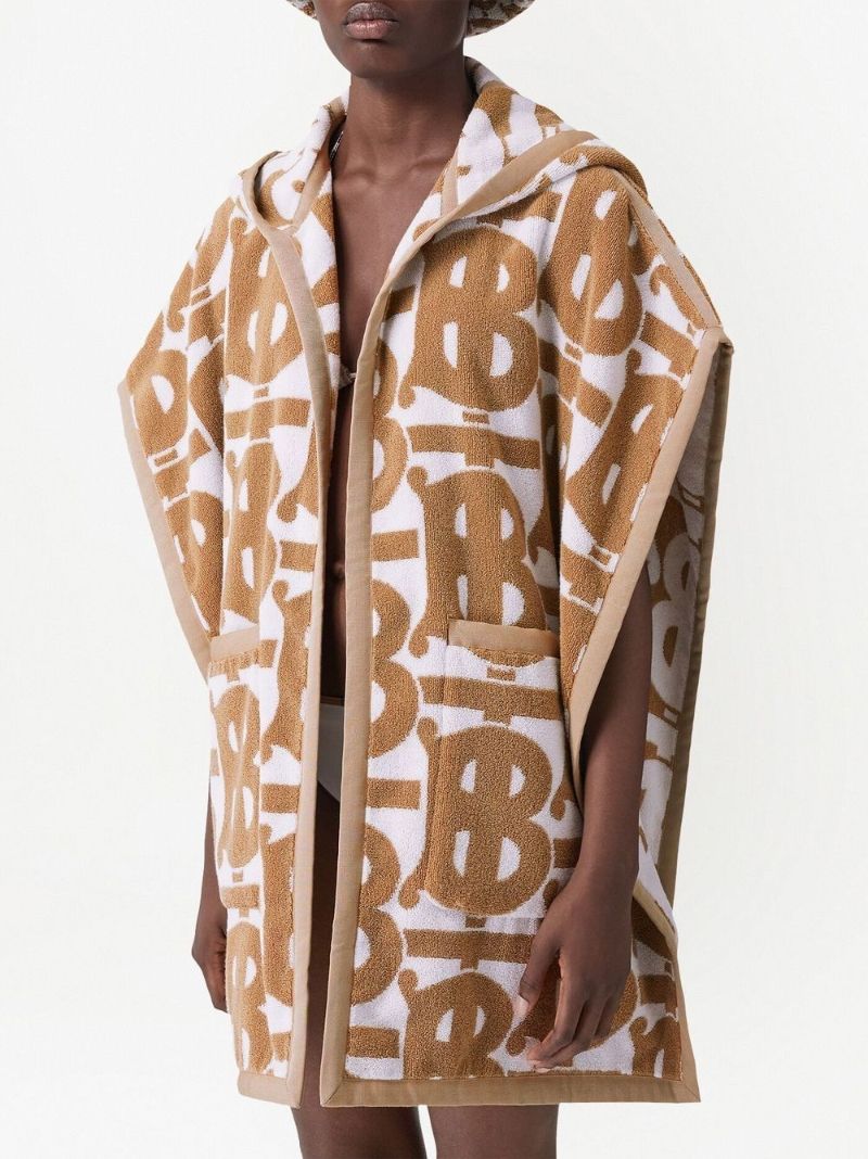 Neutral Monogram Cotton Jacquard Hooded Cape