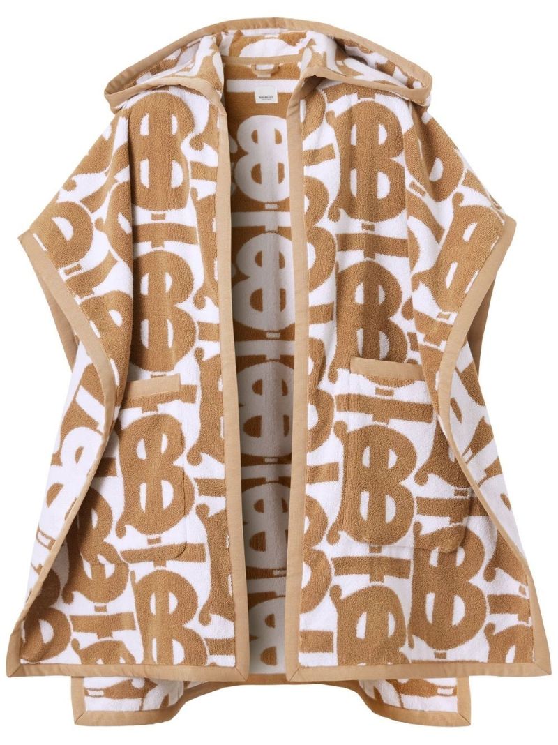 Neutral Monogram Cotton Jacquard Hooded Cape