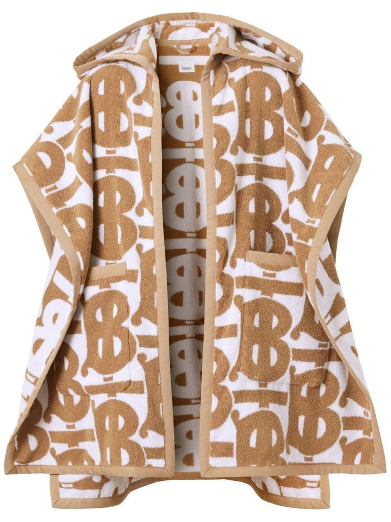 Neutral Monogram Cotton Jacquard Hooded Cape