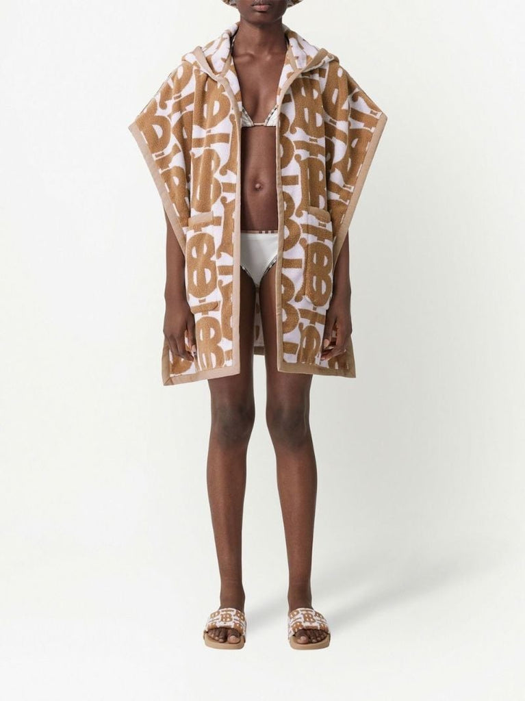 Neutral Monogram Cotton Jacquard Hooded Cape