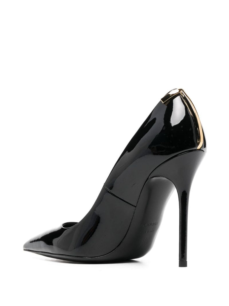 Black Iconic T Patent Leather 90 Pumps