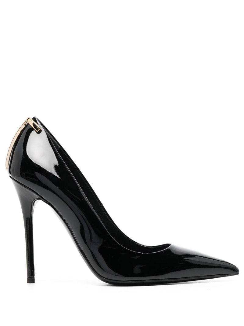 Black Iconic T Patent Leather 90 Pumps