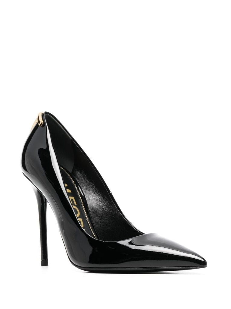 Black Iconic T Patent Leather 90 Pumps