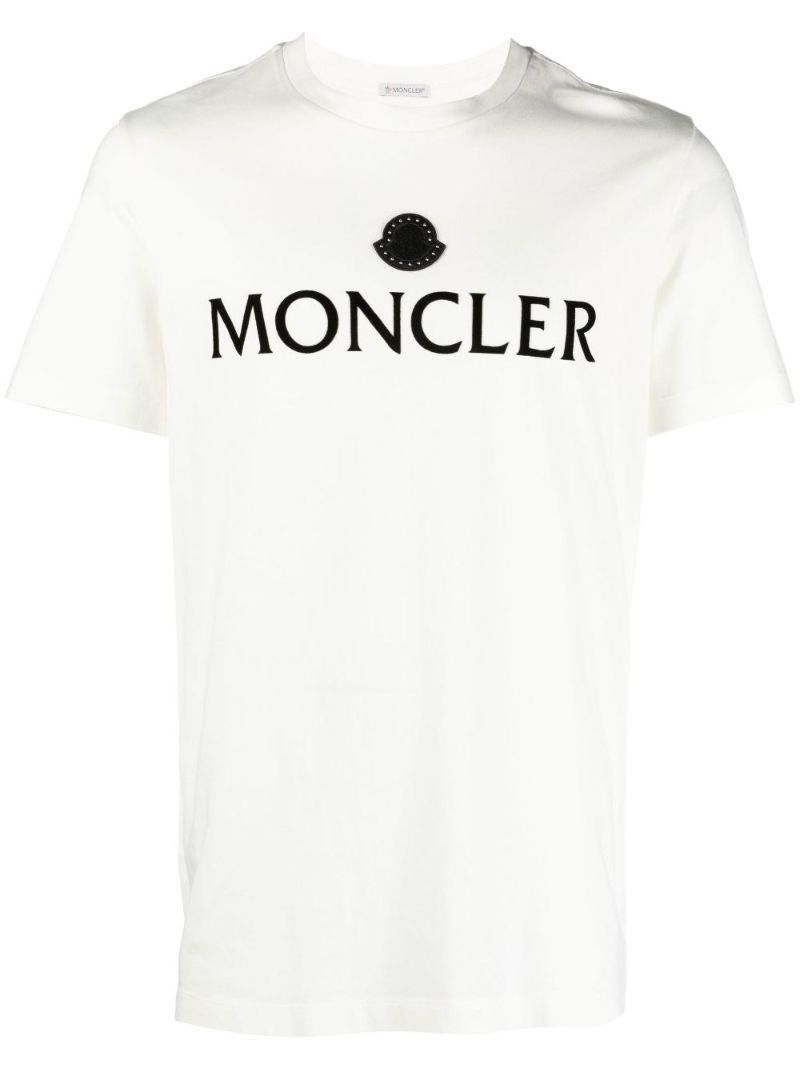White Flocked Logo Cotton T-shirt