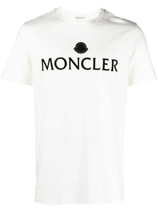 White Flocked Logo Cotton T-shirt