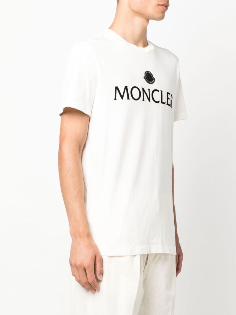 White Flocked Logo Cotton T-shirt