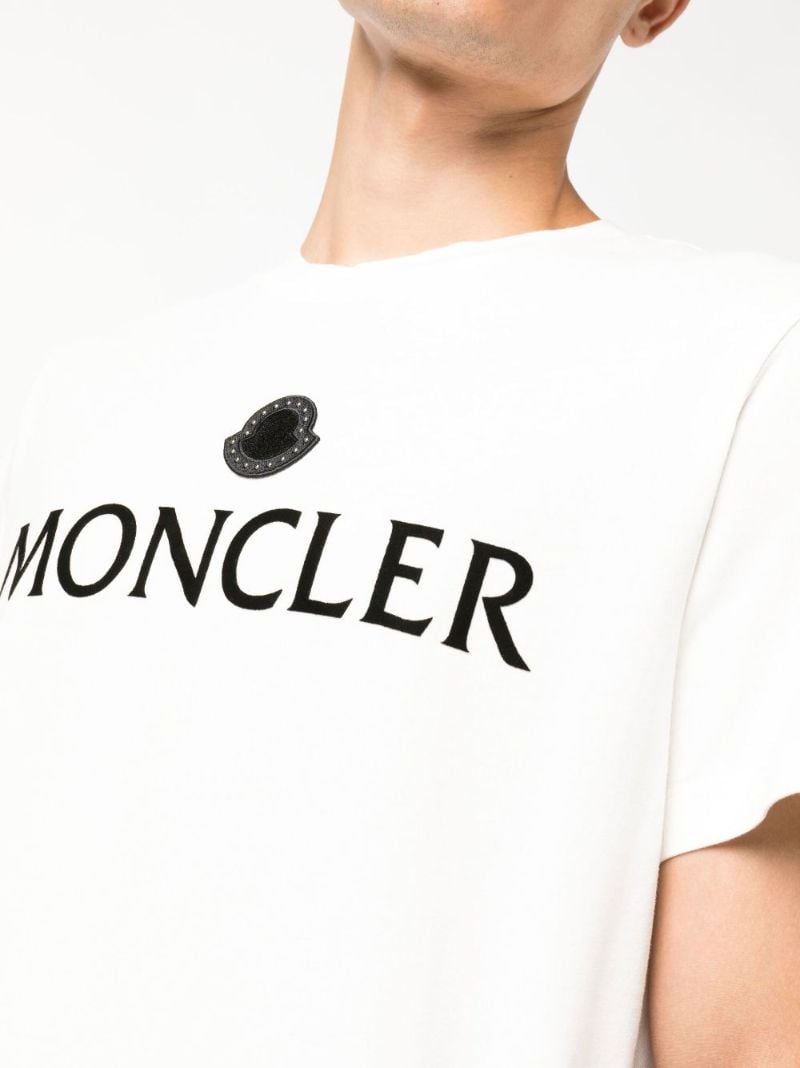White Flocked Logo Cotton T-shirt