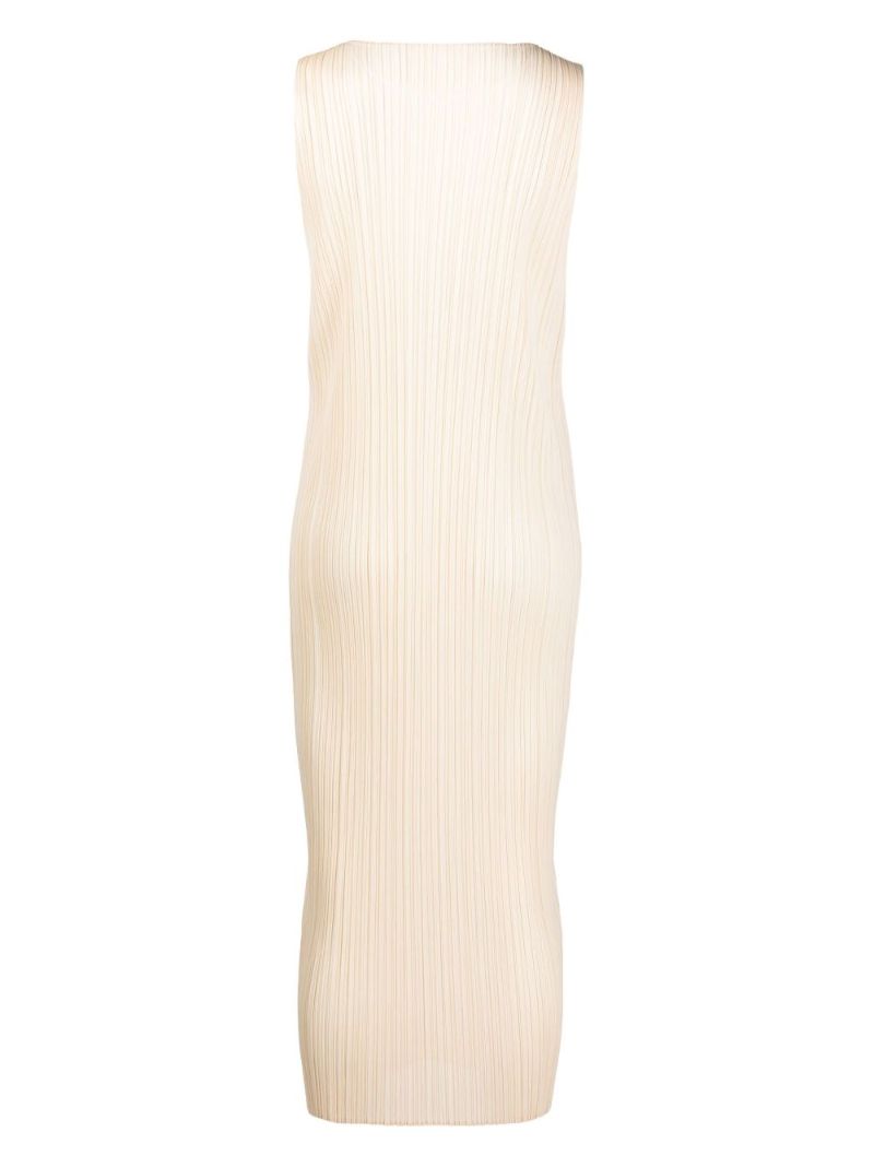 Neutral PlissÃ_x0083_Â© Sleeveless Midi Dress