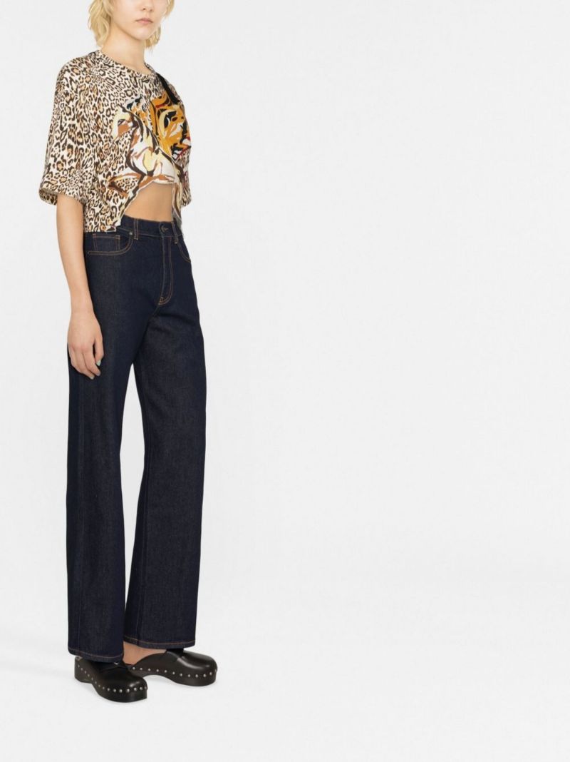 Brown Pegaso Patch Leopard Print T-shirt