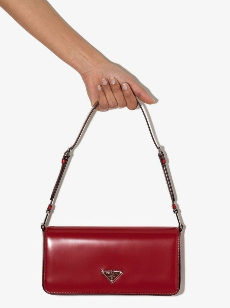 Red Femme Brushed Leather Shoulder Bag