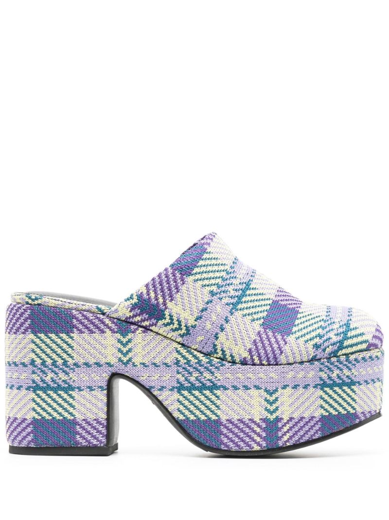 Purple Miso 90 Tartan Platform Clogs