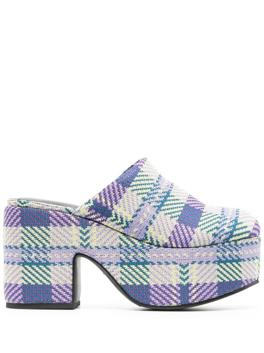Purple Miso 90 Tartan Platform Clogs