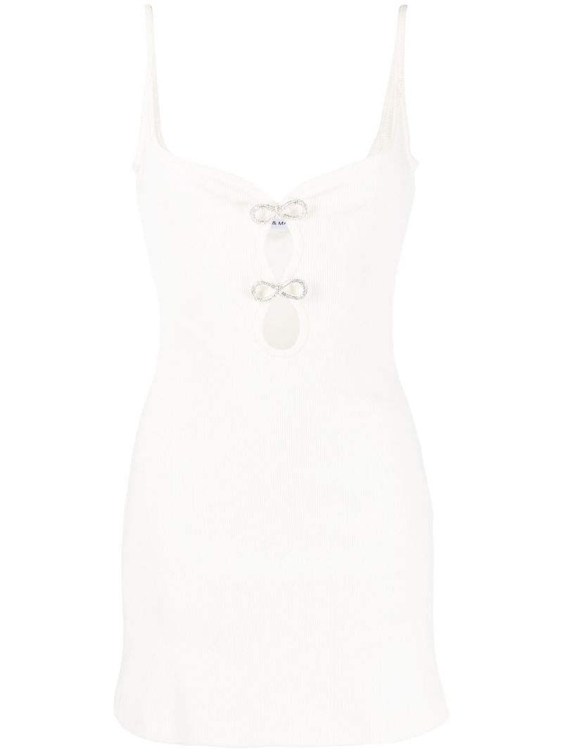 White Crystal Bow Mini Dress
