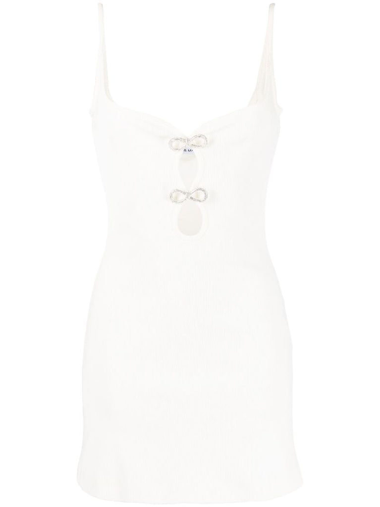 White Crystal Bow Mini Dress