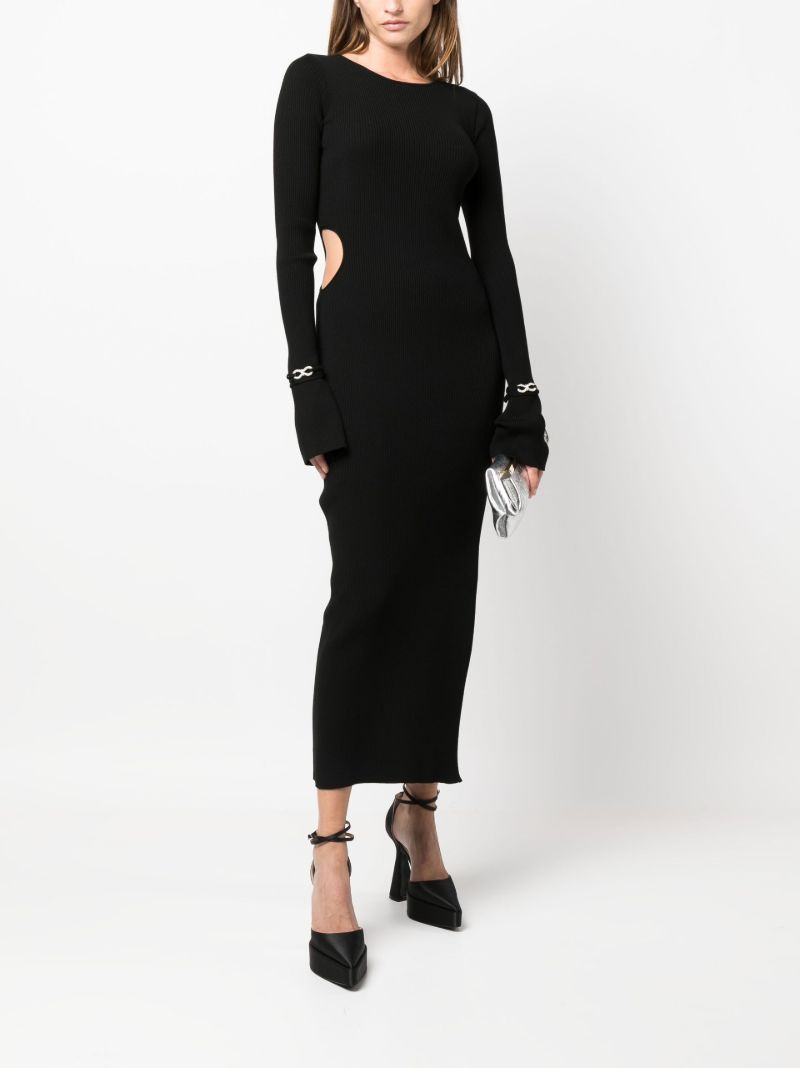 Black Ribbed Cut-out Maxi Dress