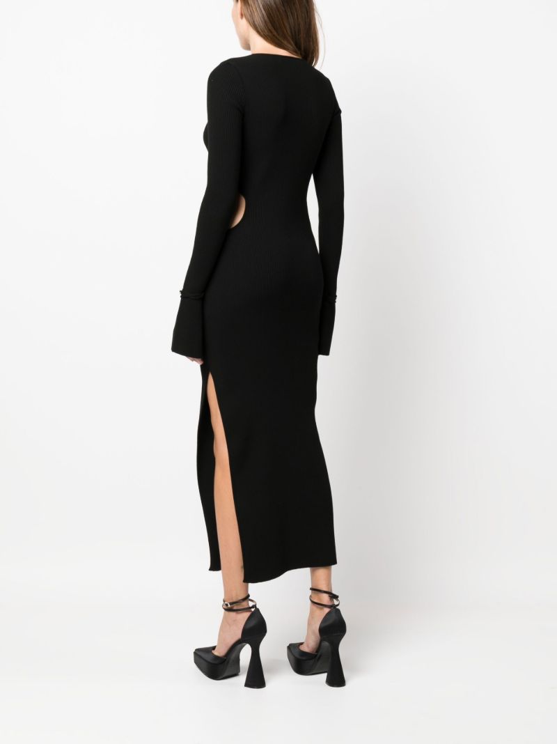 Black Ribbed Cut-out Maxi Dress