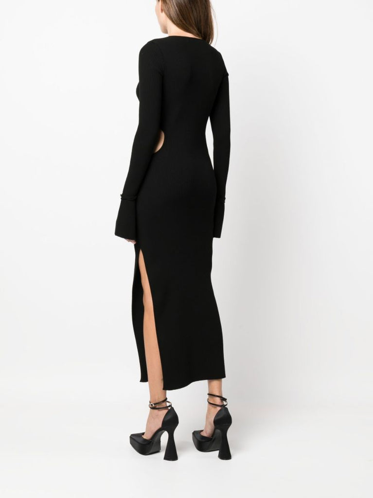 Black Ribbed Cut-out Maxi Dress