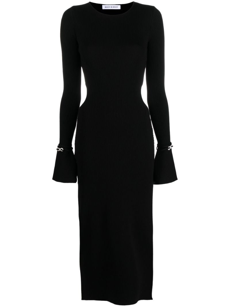 Black Ribbed Cut-out Maxi Dress