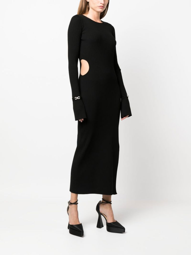 Black Ribbed Cut-out Maxi Dress