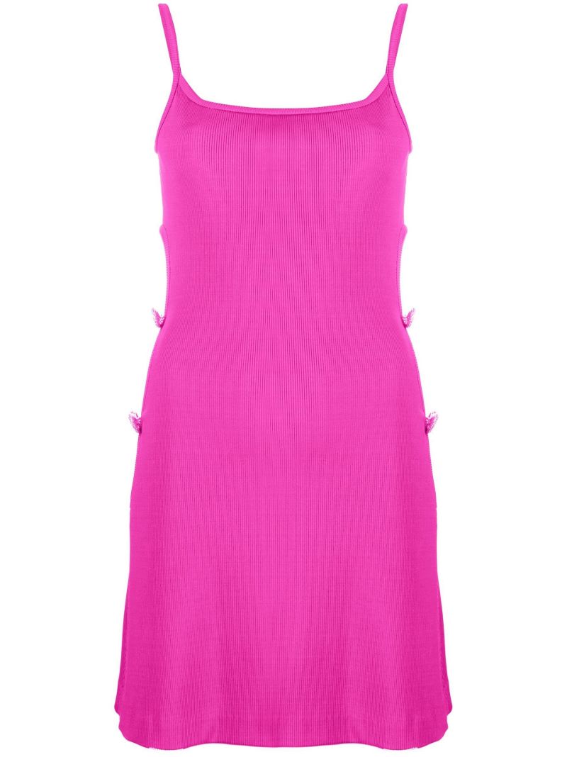 Pink Crystal Bow Cut-out Mini Dress