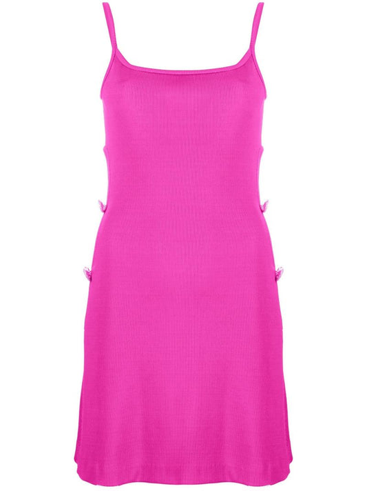 Pink Crystal Bow Cut-out Mini Dress