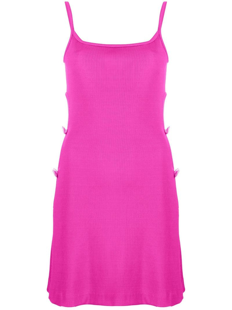 Pink Crystal Bow Cut-out Mini Dress