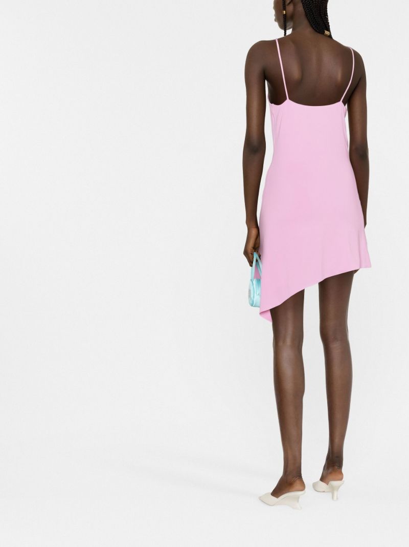 Pink Crystal Bow Asymmetric Mini Dress