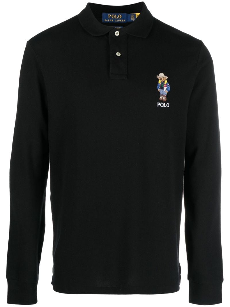 Black Polo Bear Long Sleeve Polo Shirt