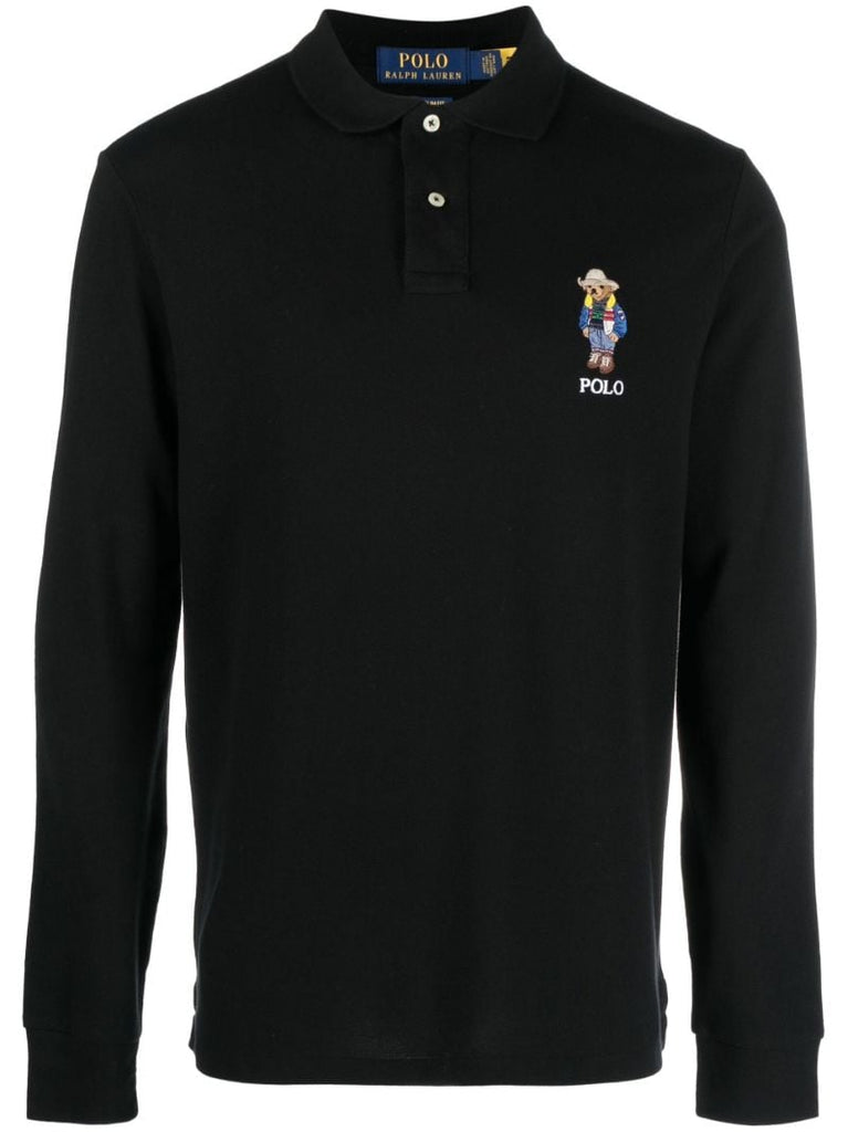 Black Polo Bear Long Sleeve Polo Shirt
