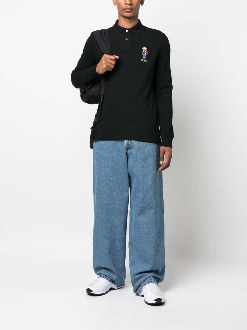 Black Polo Bear Long Sleeve Polo Shirt