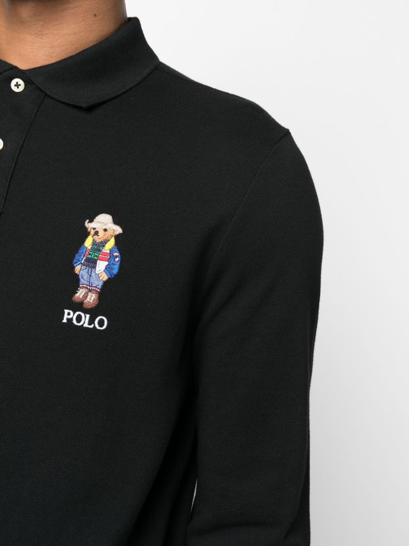 Black Polo Bear Long Sleeve Polo Shirt
