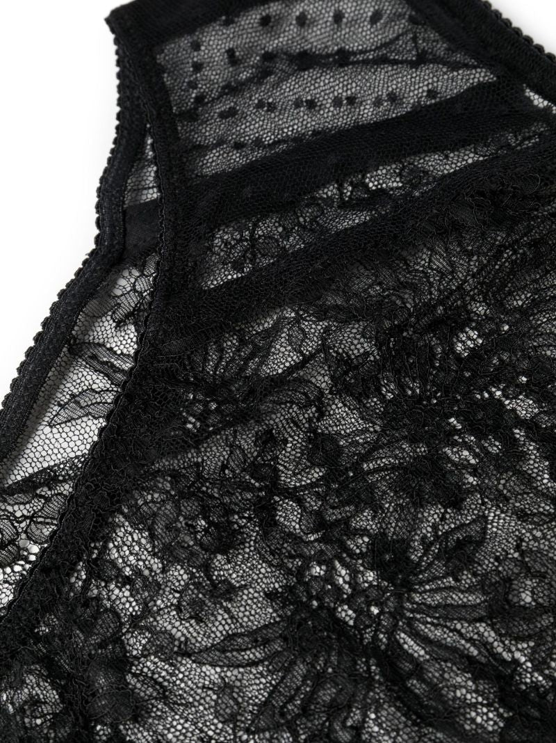 Black High-waisted Plumetis Lace Briefs