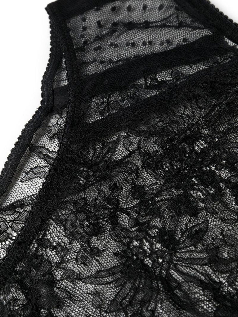 Black High-waisted Plumetis Lace Briefs