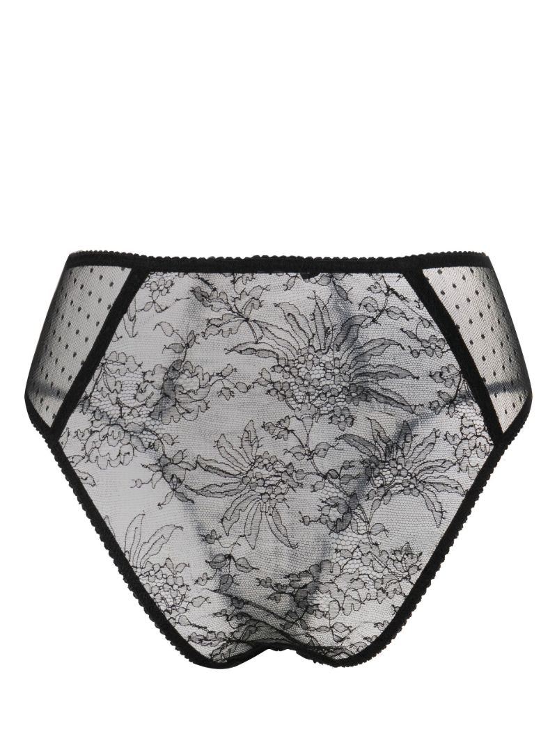 Black High-waisted Plumetis Lace Briefs