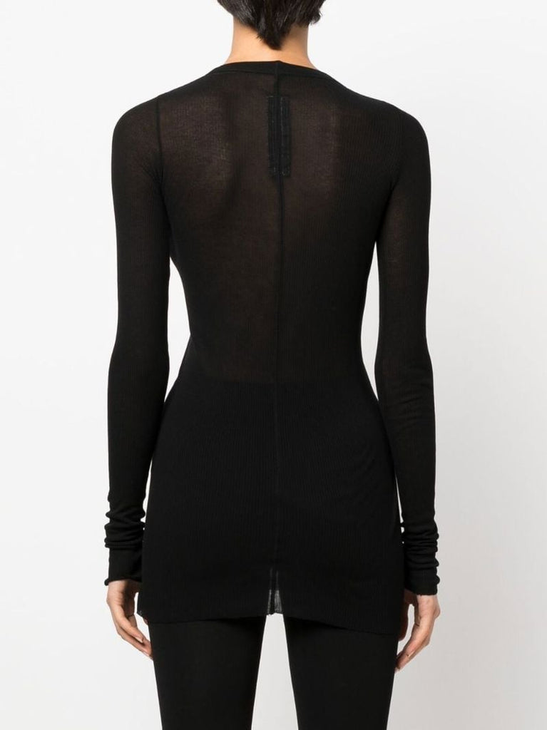 Black Ribbed Long Sleeved Top