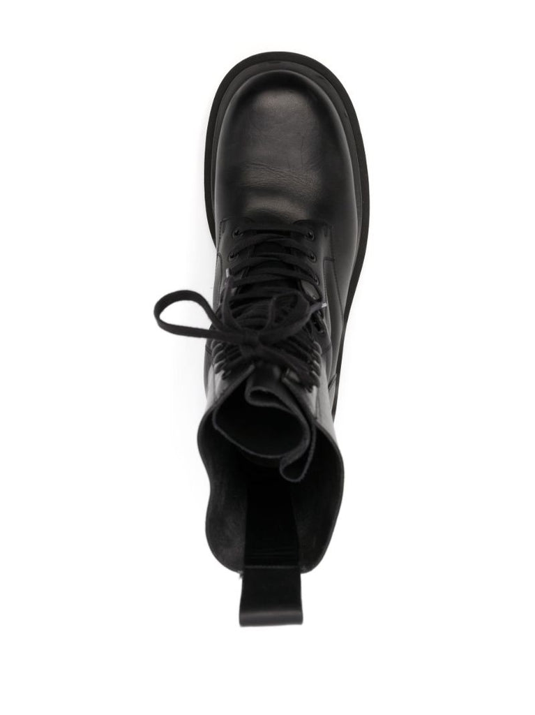 Black Lug Lace-up Leather Boots