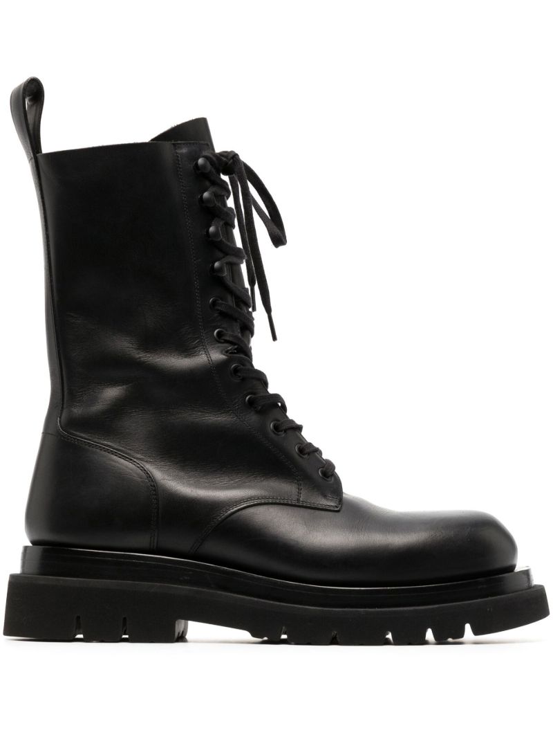 Black Lug Lace-up Leather Boots