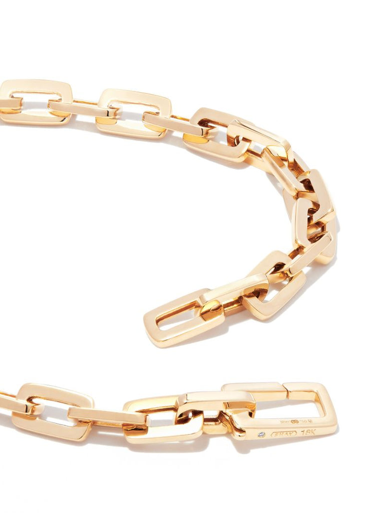 18k Yellow Gold Mini Deco Emerald Chain Link Bracelet