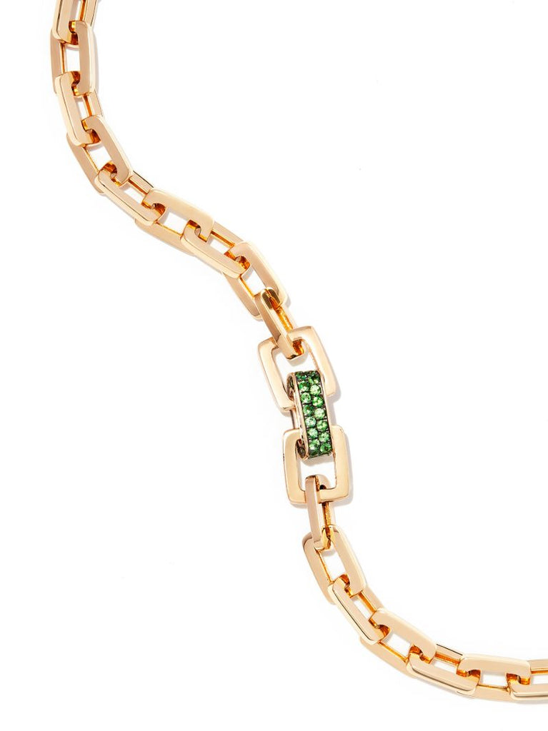 18k Yellow Gold Mini Deco Emerald Chain Link Bracelet